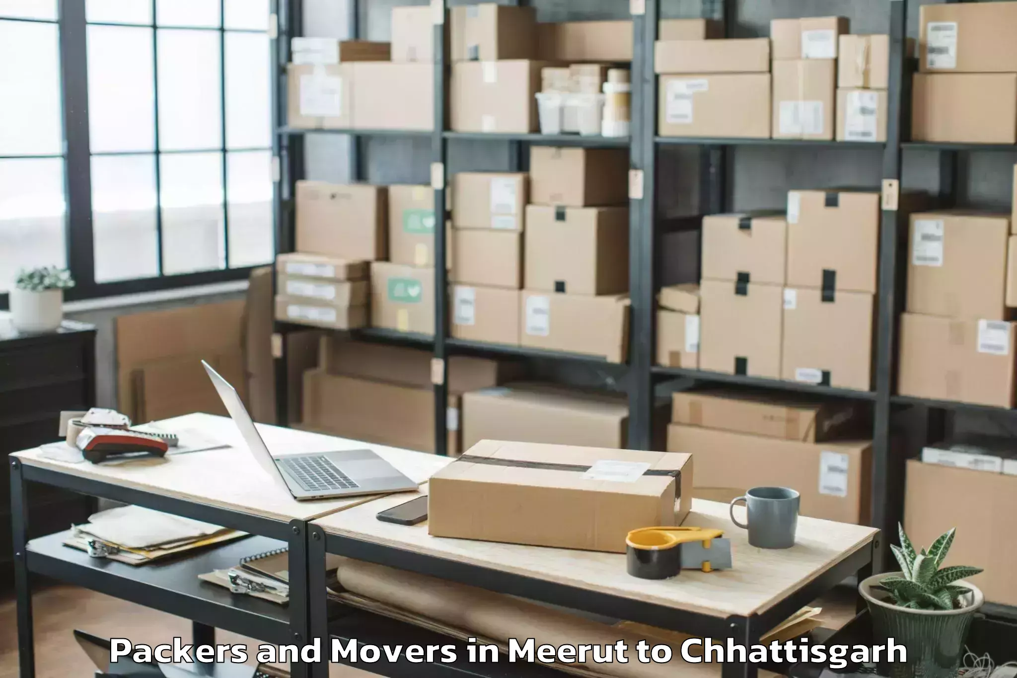 Trusted Meerut to Bhanupratappur Packers And Movers